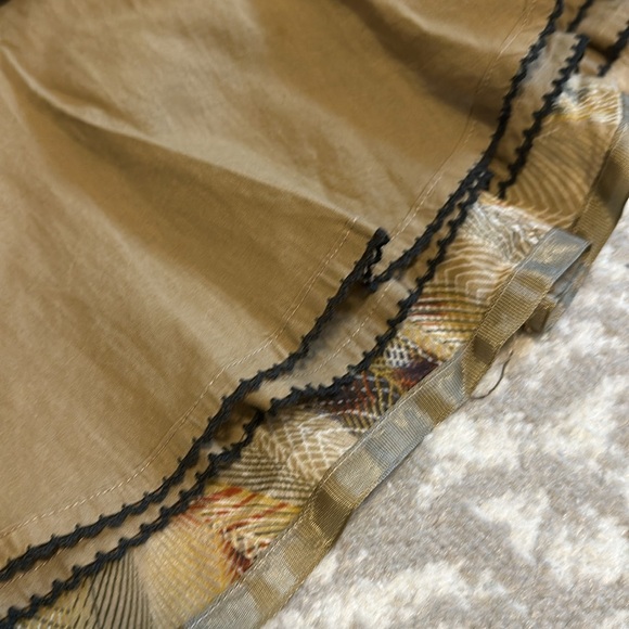 Anthropologie Fei 100% Cotton Feather Print Circle Skirt With Ribbon Trim Sz 6 - Picture 6 of 7